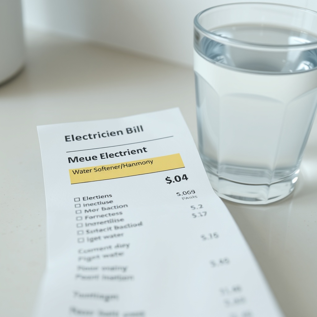 A clean photorealistic image of a household electricity bill with a highlighted line showi