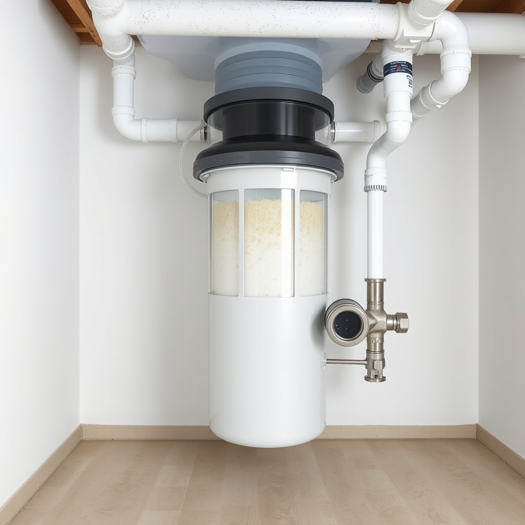 A photorealistic horizontal view of an Aquasure Harmony Series unit installed in a clean b